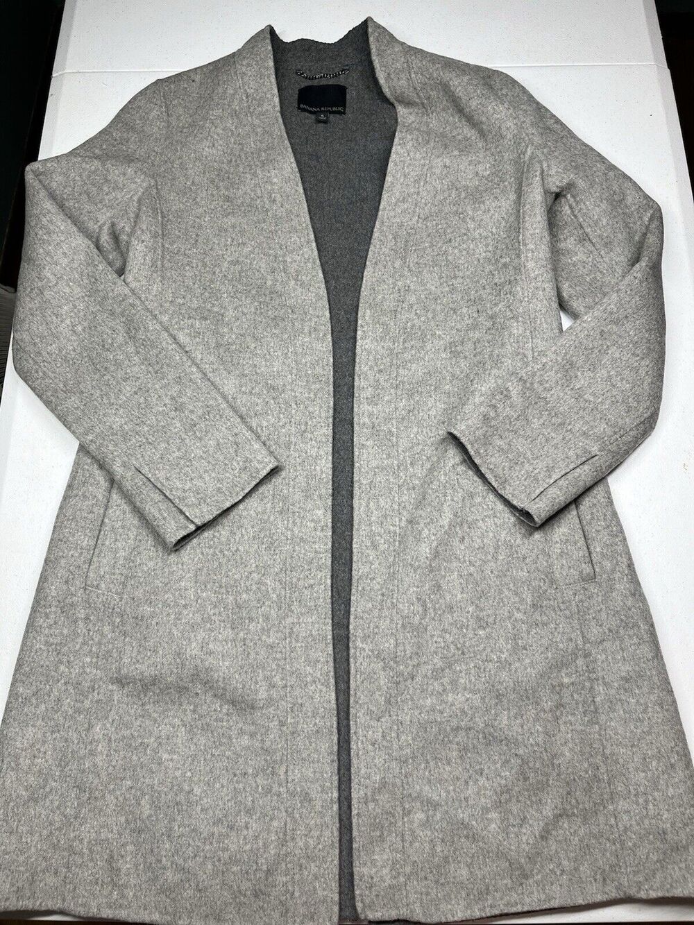 Banana Repubic Womens Wool Blend Open Front Gray Dress jacket NO BELT Small